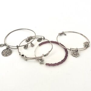 Alex and Ani 4 silver Charmed Bracelets